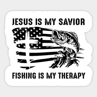 Jesus Is My Savior Fishing Is My Therapy Sticker